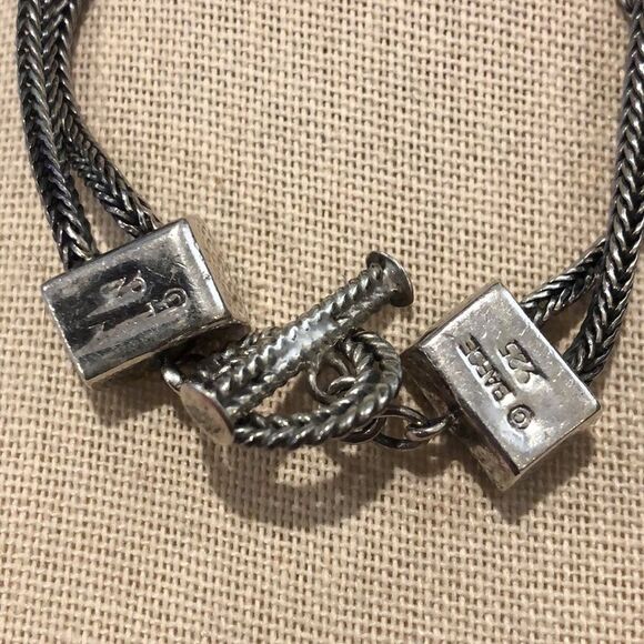 BARSE Sterling Silver Turquoise Coral Lapis Cabochon Thai Weave Toggle Bracelet - Picture 12 of 15